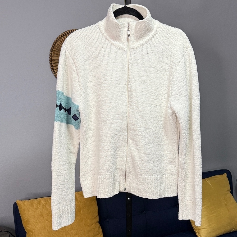 Women’s Kashwere Ivory Zip-Up Turtle Neck Microfiber Sweater XL